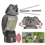 Realistic Birdcage Plastic Owl Scarecrow with Rotating Head and Sound - Effective Pest Control Solution