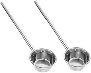 Alipis 2pcs Long Handle Stainless Steel Ladle Multipurpose Water Spoon for Soup for Home Hotel Kitchen Use Deep Dipper with Non Slip Grip Scoop