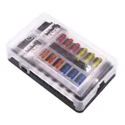 12 Way Blade Fuse Box Holder with LED Indicator Light 32V Positive & Negative