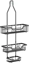 3-Tier No-Drill Shower Caddy - Metal Bathroom Organizer With Hooks For Shampoo, Soap & More - Space-Saving Corner Storage Rack (MYJ004 Black)
