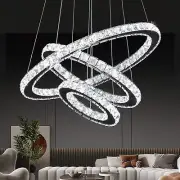 Buccleuch Modern Crystal Chandelier Dimmable LED Pendant Light Fixture 3-Ring...