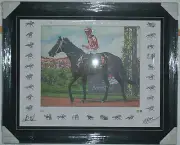 Black Caviar Hand Signed Nolen and Moody Framed Fine Art Brian Clinton Print
