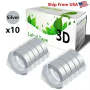 10PK Silver Label Tape 3D Compatible for Motex E-101 E-303 Label Makers