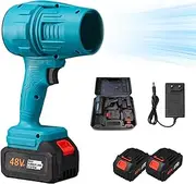 Sirop Turbo Jet Leaf Blower, Turbo Storm Fan, Super Powerful Cordless Blower, Handheld Leaf Blowers Cordless, Three Adjustable Wind Speeds Powerful Handheld Blower, for Yard/Patio (Blue*2Battery)