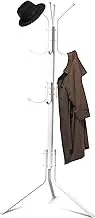 iDopick Coat Rack Coat Tree Hat Hanger Holder with 12 Hooks for Hanging Jacket Hat Umbrella Entryway Bedroom Office Coat Tree Tree Stand with Base (White)