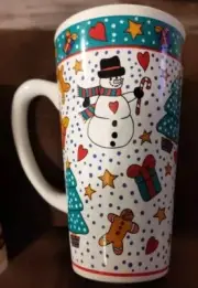 Coffee Mug,Cup~Christmas Tree Star Moon Santa Clause Present Snowman 16oz, 6"T