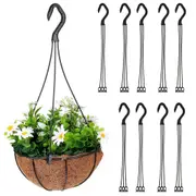10Pcs Flower Pot Hook Hanging Basket with 3 Prong Hanger Plant Hanging Pot