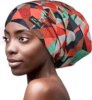 FocusCare Adjustable Satin Lined Sleep Cap for Dreadlocks Curly Hair Large Head-Stay On Overnight