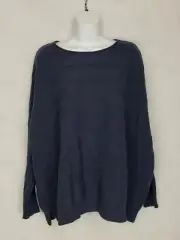 ISCHIKO/OSKA Striped Pullover Urbino Sweater size 2 Navy Blue Lagenlook Wool Top