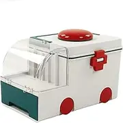 XIASABA Box Cute Ambulance Shape Double Layer Large Capacity Storage Box With Portable Handle Green Ideal For Travel And Home Use (Green)