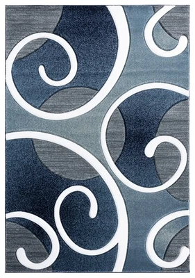 2x7 United Weavers Blue Geometric Rings Curls 2050 10364 - Aprx 2' 7" x 7' 4"