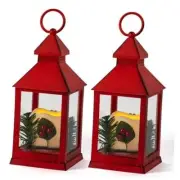 Christmas Lantern Decorative LED Flickering Flameless Candle with Timer, Red-3