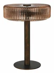 Denver 2 Light Table Lamp in Bronze with Ribbed Sepia Glass