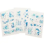 3 Sheets Blue Ocean and Stars Paper Stickers Hand Account Decor Notebook Decorative Sticker