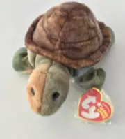 TY SPEEDSTER Original Beanie Babies 2004 Green/Brown Turtle Plush Hologram Tag