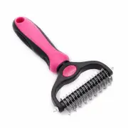 Pet Grooming Brush - Double Sided Shedding and Dematting Undercoat Rake Comb for Dogs and Cats,Extra Wide, Pink
