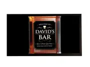 Personalised bar runner mat - Whiskey Bottle Label bar mat Home bar