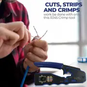 RJ45 Crimp Tool Pass Through Crimper Cutter for Cat6a Cat6 Cat5 Cat5e 8P8C