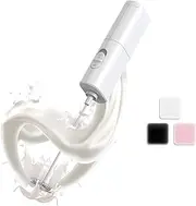 CIRCLE JOY Milk Frother Handheld Battery Operated Milk Foamer Electric Mini Drink Mixer for Coffee, Cappuccino, Lattes, Frappe, Matcha and Hot Chocolate, White