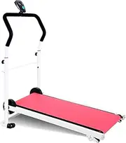 Household Small Foldable Mechanical Treadmill Mini Walking Machine Ultra-Quiet Fitness Aerobic Exercise Equipment Adjustable Height Slope Adjustment(Pink)