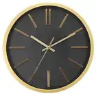 12 Inch Battery Operated Non-Ticking Round Wall Clocks, Gold Tone/Black