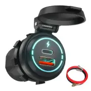 Dual Port USB Type-C Car Charger Cigarette Lighter Socket Charging Power Outlet