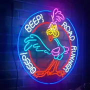 Road Runner Beep! Beep! Garage Open 24"x24" Neon Light Lamp Sign Vehicle Car