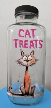 Vintage Style Handcrafted Whimsical Cat Bottle/jar