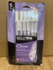 Sakura Gelly Roll Pens Size 05 BRIGHT WHITE INK Classic Collection 6pk (Open Box