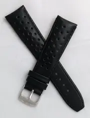 22 mm black sports leather watch strap to fit TAG Heuer Carrera re-issue models