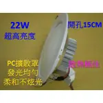 LED崁燈 22W PC擴散罩 .開孔尺寸：15CM 附散熱器+電源組 正白光/暖白光/自然白光