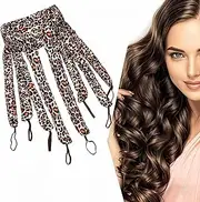 Hair Curler, Long Hair Smooth No Heat Curler, Eight Rolls No Heat Curler Headband, Night Sleep Curling Iron (Leopard Color)