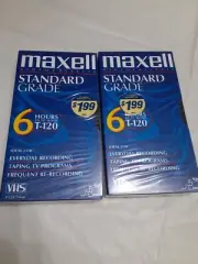 2 Maxwell Blank Tapes VHS T-120 VCR Video Cassette Standard Grade 6 Hour SEALED