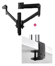 Atdec AWMS-2-D40 Dual 690mm Dynamic Monitor Arms + 400mm Post / 8kg (17.6lb) Flat and Curved Screens + F Clamp Desk Fixing, Black