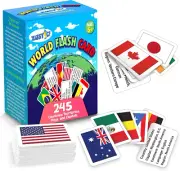 Zastic! World Flags Flashcards - 245 Country Flags, Capitals, Language, and Cont