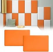 Sparklenut 4 Pieces 40 x 20 cm, Upholstery Board, as Bed Headboard or Impact Protection, Decorative Wall Panel, Wall Cushion Children's Room, Wall Panels Padded (Orange, 40 x 30 cm, Pack of 2)