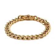 Men's Chain Stainless Steel Cuban Link Chain Bracelet Gold 9" T26