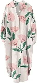 [Generic] Women's Summer Dresses Plus Size - Dresses for Women V Neck - Dress with Pockets Plus Size Floral Maxi Dress Maxi T Shirt Dress Light and Airy Festive Women's Elegant Plain Beach Dress