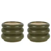 2x Belle Mia 16.5cm Ceramic Pot Planter Home Decor Plant Container SML Green