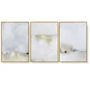 50Cmx70cm Abstract Golden White 3 Sets Gold Frame Canvas Wall Art