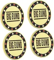 TOYANDONA 4pcs Big and Small Blinds Poker Cards Chips Plaything Poker Game Accessory Poker Chips for Poker Games Number Chips Reward Coins Game Supplies Dealer Button Party Favor Iron Golden