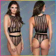 BeWicked Sexy Fishnet Bodysuit BodystockingWomens Crop Top Babydoll Lingerie