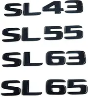 AMGHCGTEEW 3D ABS Chrome Glossy Black Letters for Car Trunk Fit for Mercedes Benz SL43 SL55 R230 SL63 SL65 AMG Logo Emblem Sticker Accessories(Glossy Black,SL43)