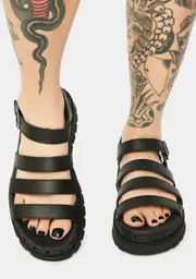 [Skechers] Black Jammers Poppin' Strappy Sandals
