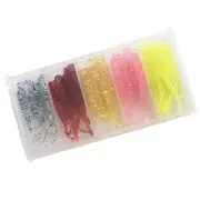 50 Pcs Plastic Worms Lures Fishing Snap Swivels Tackle Kits