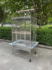 SUS201 Stainless Steel Parrot Cage 70x55x170cm Play Top Bird Cage Big Macaw
