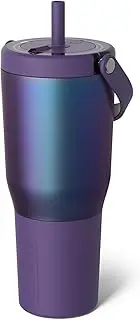 Resa 35oz 100% Leakproof Travel Tumbler with Handle & Straw | Flexible Soft Sip Straw | Silicone Sleeve for Ultimate Durability | Made of Stainless Steel | Cup Holder & Travel Friendly | (Dark Aura)