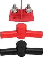 Nutriess Dual Powerpost Cable Connectors M10 Dual Studs 2 Insulators Black for Car RV Ship Truck DC12 to 48V (Red)
