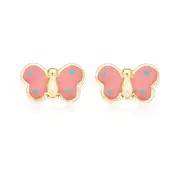 9ct Yellow Gold Enamel Butterfly Kids Stud Earrings