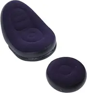 Inflatable Sofa Chair, Stylish Soft Blow Up Lounger with Footstool, Ergonomic Design for Living Room, Outdoor Travel, Camping (Dark Blue)